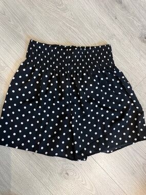 Black Polka Dot Smocked Waist Shorts